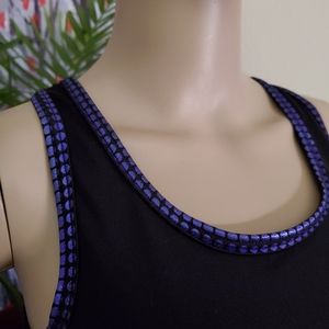 GK Elite Sports wear black crossback purple trim XS/Small running sport tank